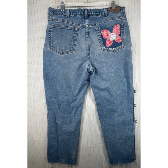 The Scrappy Camper Womens Jeans Sz L FairyGrunge Boho Festival Upcycled Floral - Picture 6 of 11